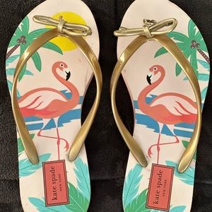 Kate spade flamingo flip flops—worn once